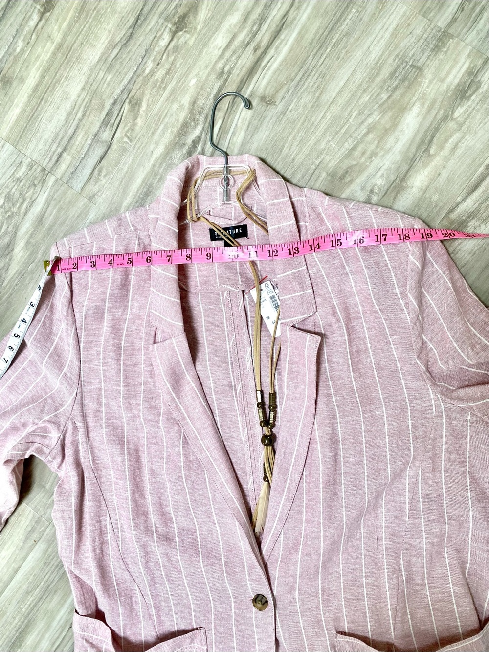 Blush LINEN boho blazer w resort vacay shabby chic summer vibe - Picture 14 of 15